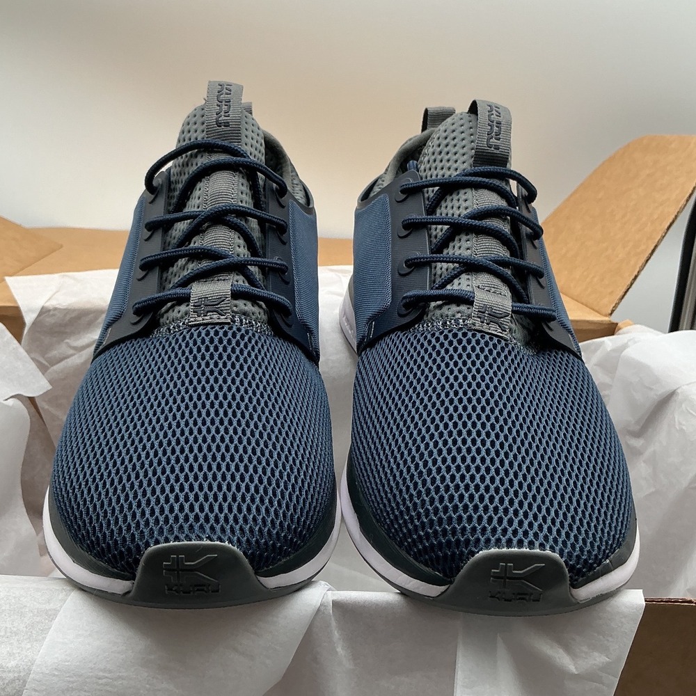 Kuru Atom Mens 9.5 Wide Navy Blue Grey Athletic Running Walking Shoes Sneakers